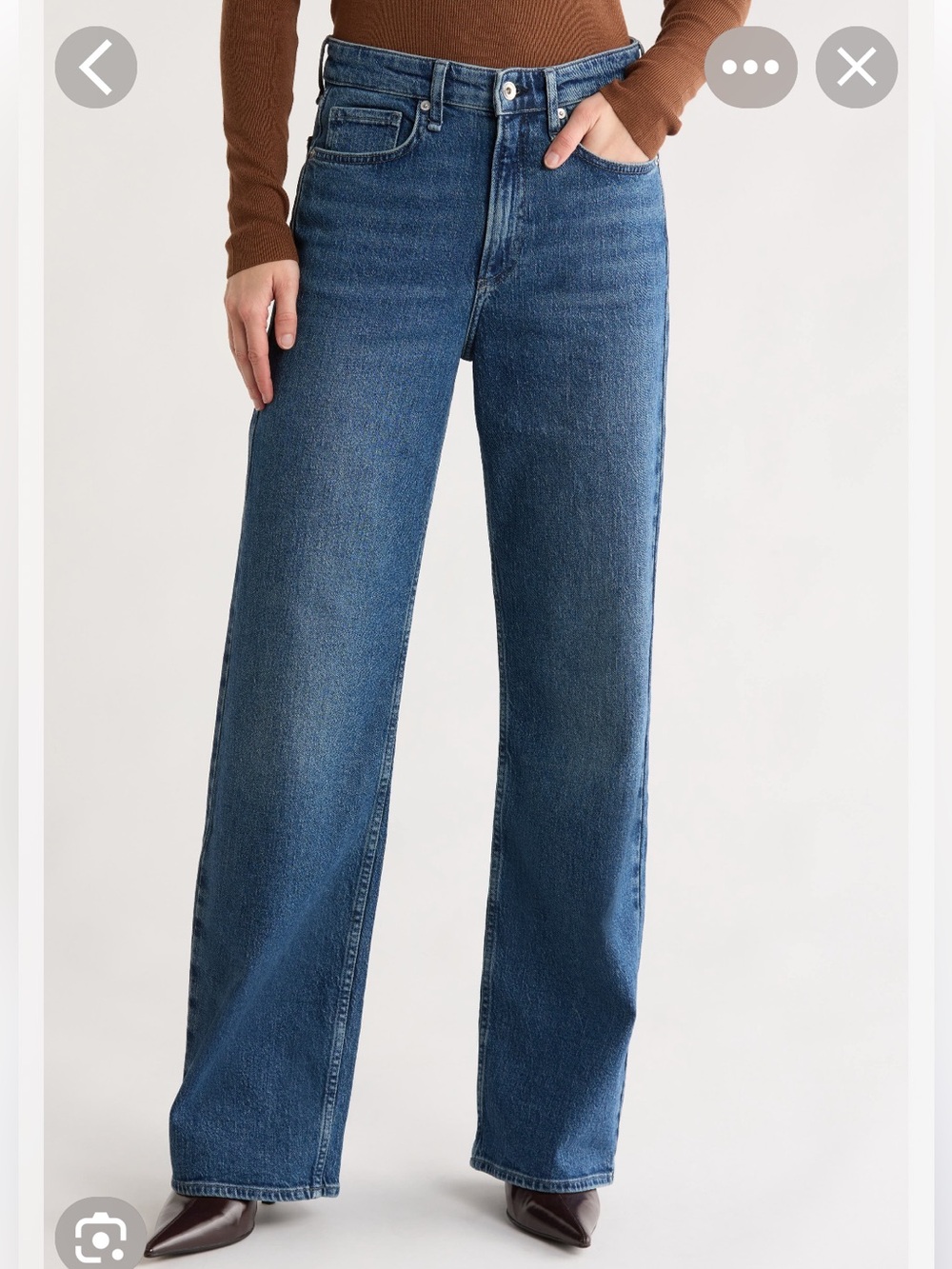 rag & bone Medium Blue Wide-Leg High-Rise Jeans - Picture 3 of 8